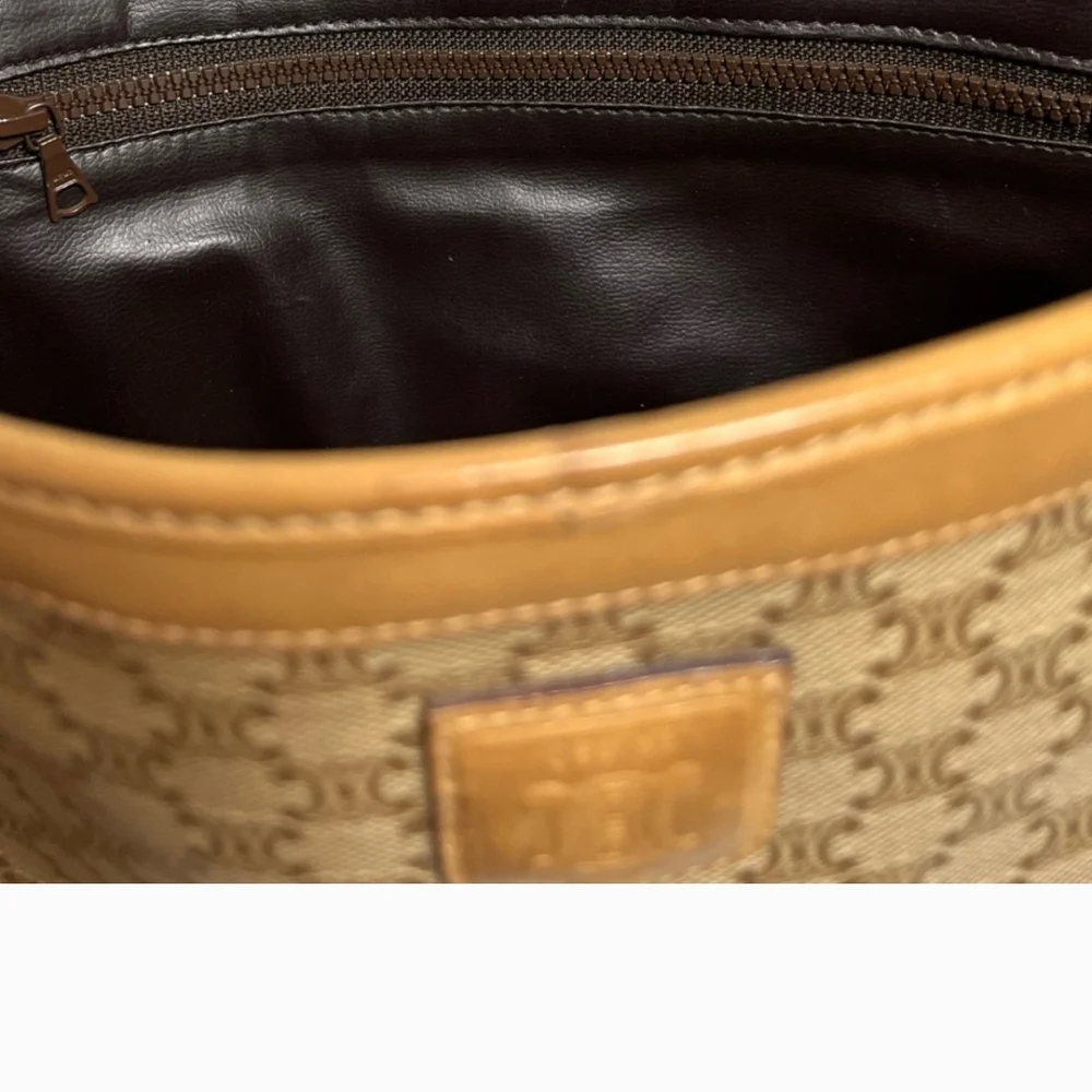 Celine Brown and Tan Clutch Bag with Leather Trim *FINAL PRICE* - Picture 7 of 13